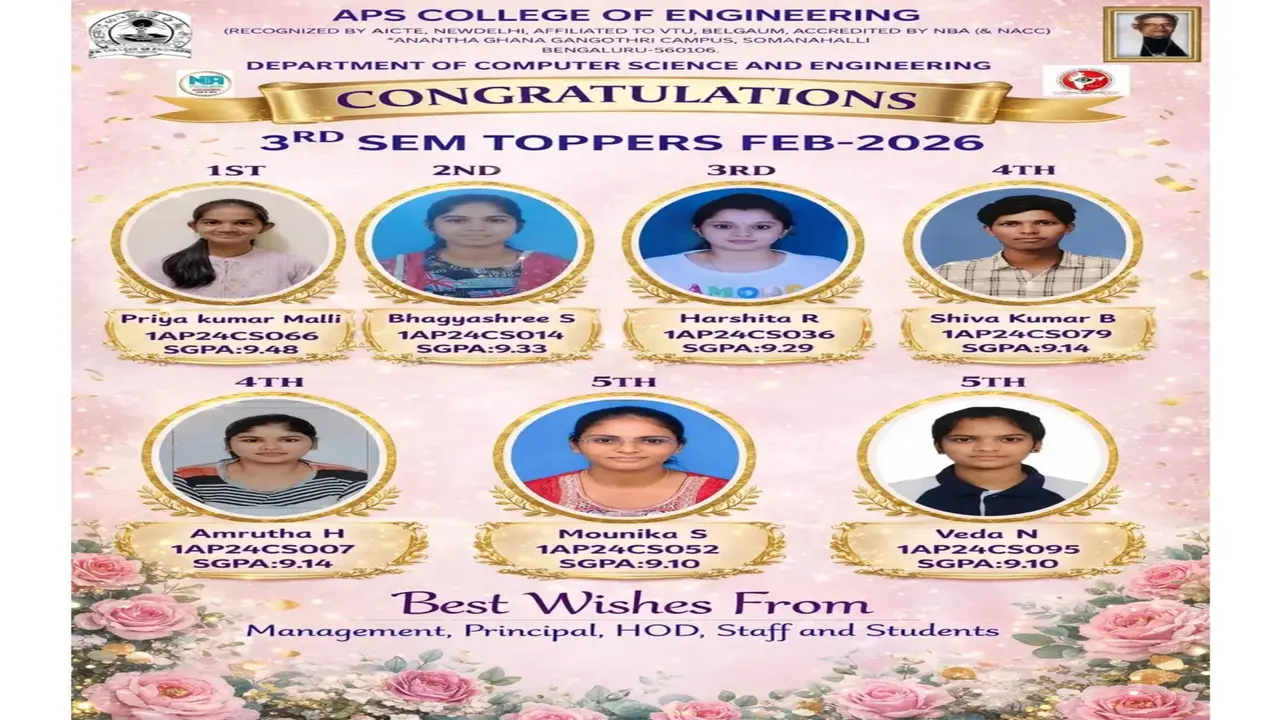 APS College 3rd Sem Toppers Feb 2026